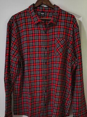 🔴 Oakley Flannel Shirt – 2XL – Red Black Plaid – Regular Fit